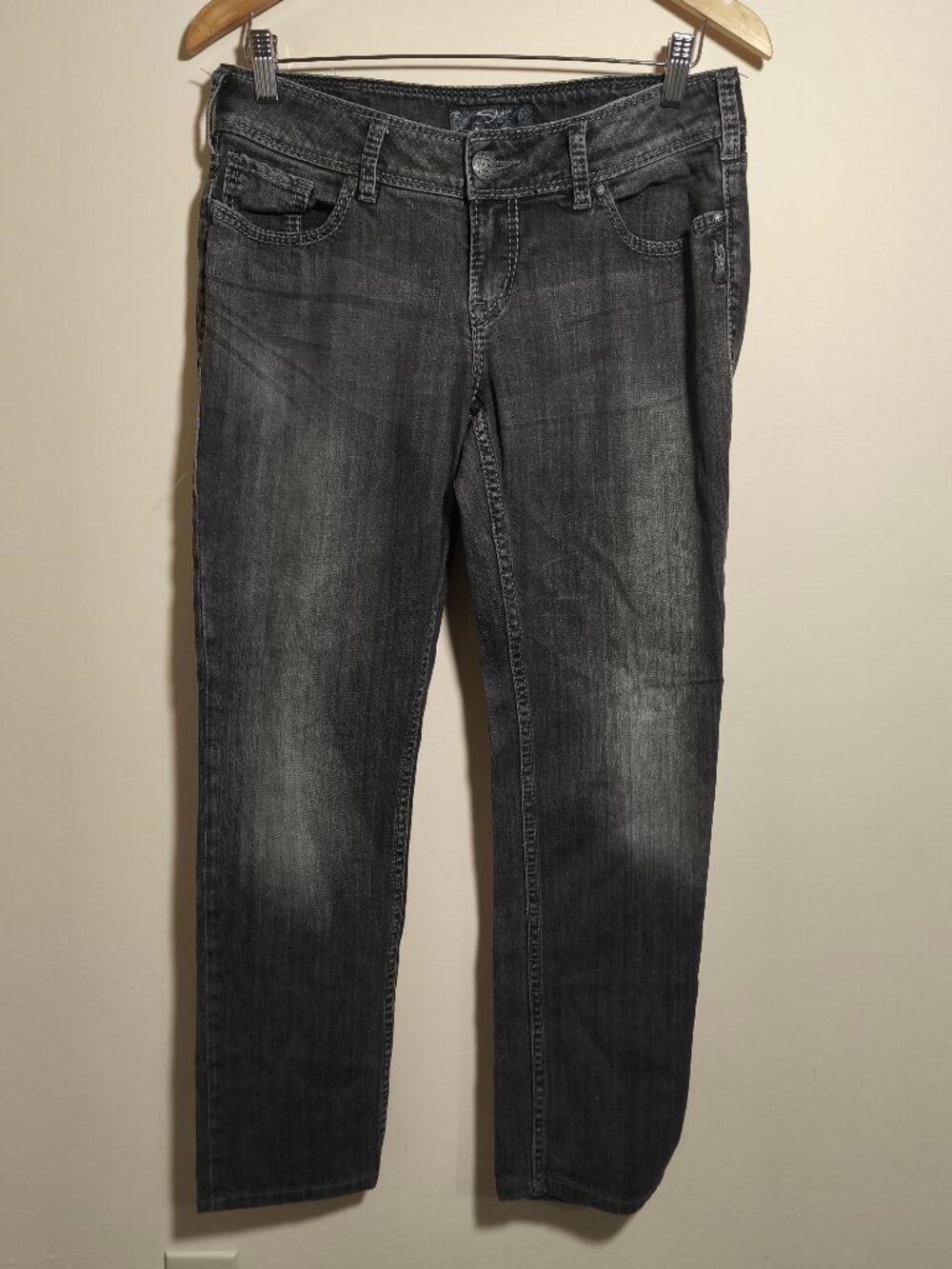 Silver Jeans Suki Skinny Straight Jeans sz 30 Washed Black Gray Classic Capsule